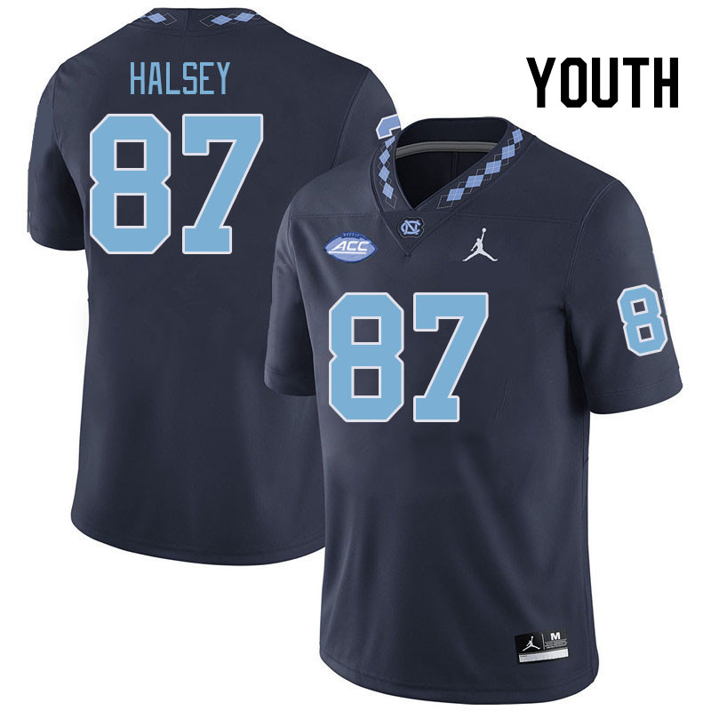 Youth #87 Cort Halsey North Carolina Tar Heels College Football Jerseys Stitched Sale-Navy